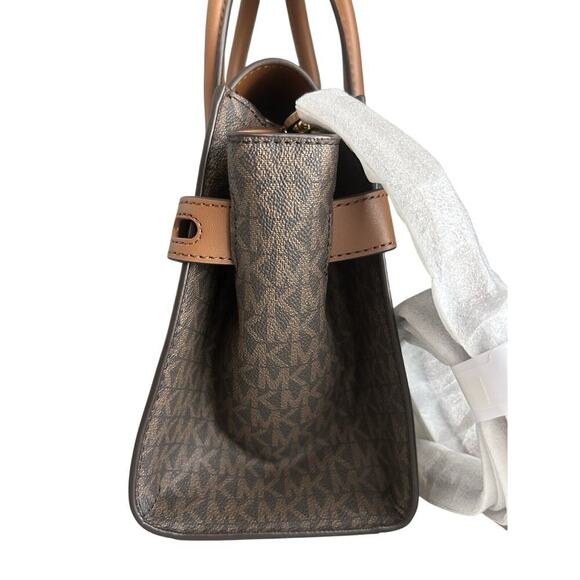 NWT Michael Kors Carmen Medium Flap Satchel Brown Handbag MK Crossbody Bag Purse - Picture 16 of 16